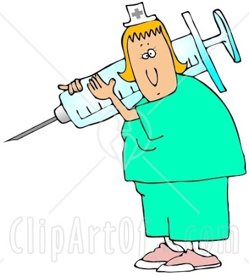 Nurse with syringe, Cartoon